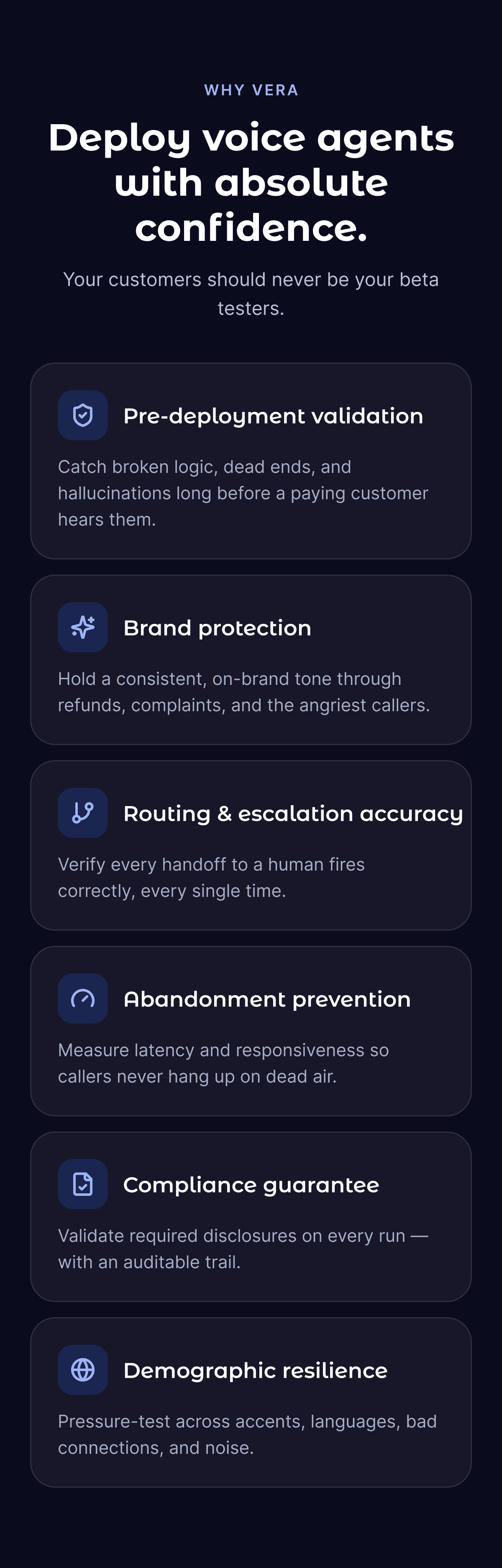 Vera enterprise mobile benefits screen