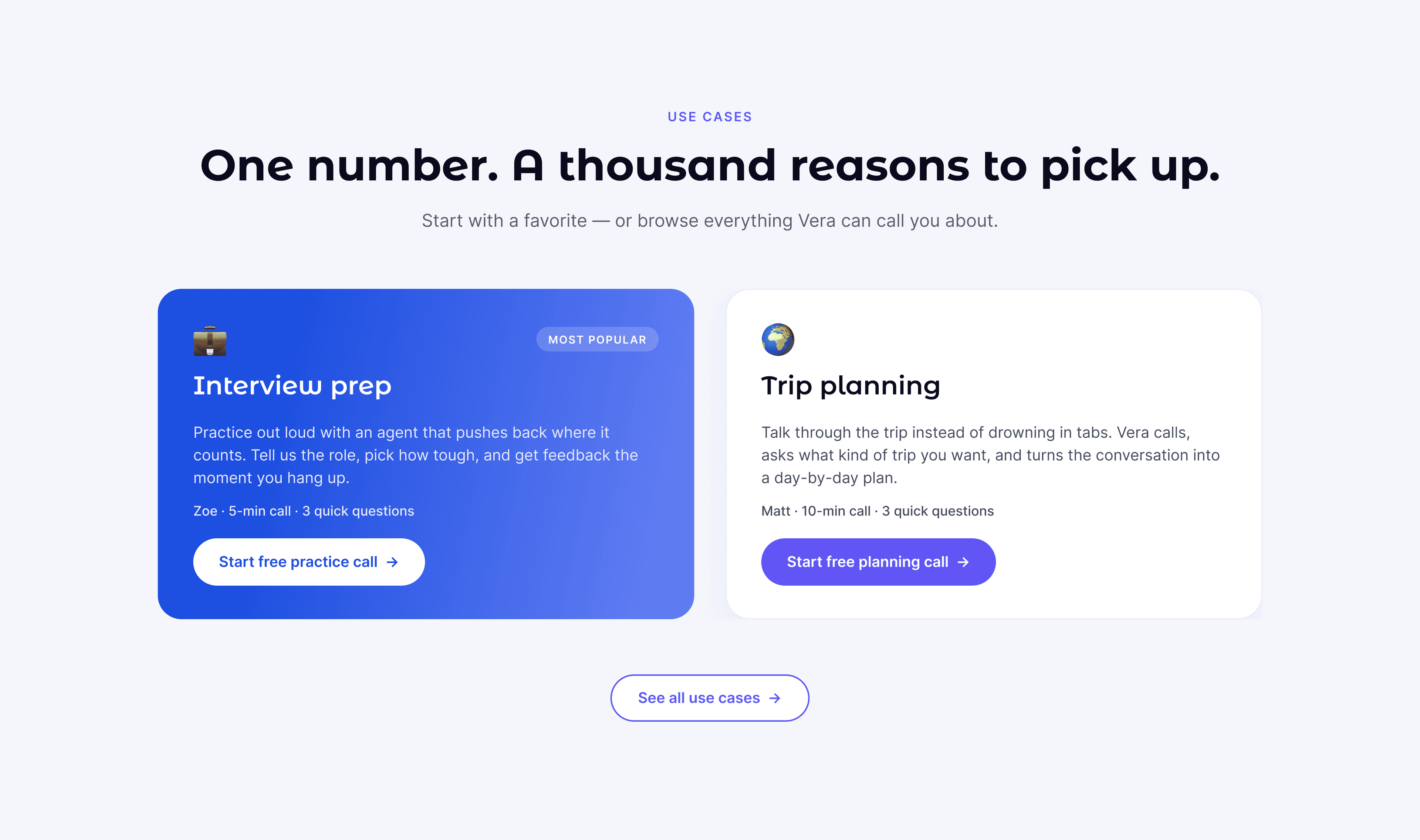 Vera Caller app use cases for wake-ups, prep, check-ins, and practice calls